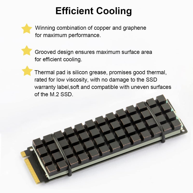 JOYJOM NVME M.2 Heatsink SSD Heatsink: Graphite Covered Pure Copper Heatsink Thermal Pad for 2280 NGFF M.2 SSD Laptop PS5 (70x20x2mm) - Image 3